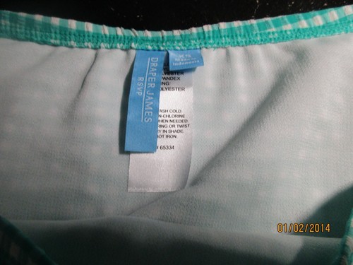 Draper James Lands End RSVP High Waist Bikini Bottom Mint Green Gingham Size M - Picture 4 of 4