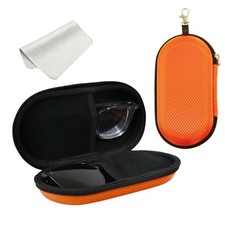 Double Eyeglasses Case, Hard Shell Dual Sunglasses Organizer with Zipper Orange