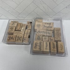 Stampin Up Noteworthy 2001 Rubber Stamp Set Thank You, Celebrations, Birthday