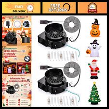 2 Pack 1.2A Air Blower for Inflatables  3 White LED String Lights - Perfect for