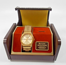Bulova Accutron N8 Quartz Dual-Date Gold Tone Presentation Watch..Case...Running