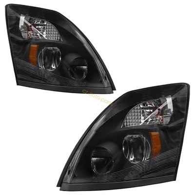 For 2004-2017 Volvo VNL VNX Black LED Headlight Assembly Pair Left&Right Side