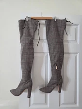 RAYE x STONE_COLD_FOX Foxy Over the Knee Boot in Grey Multi 8.5