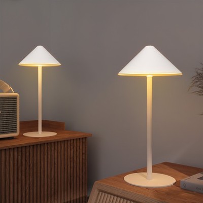 HOMCOM Tischlampe 2er Set Aufladbare USB Tischleuchte mit 3 Lichtfarben