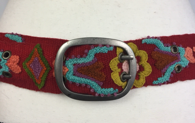 Jenny Krauss Red Multicolor Floral Embroidered Wool Belt  display picture 1