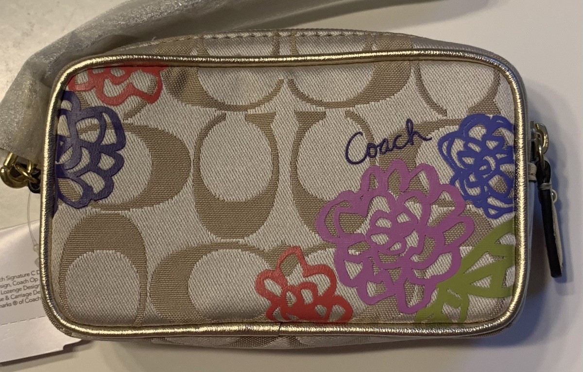 Coach F62313 Daisy Applique Floral EW Multi Pouch Case Wristlet