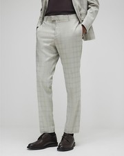 River Island Mens Suit Trousers Beige Skinny Fit Stretch Check Pants Bottoms