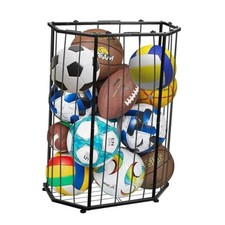 Garage Ball Storage Holder,Elastic Cord Design Can Floor-Standing  Wall Black