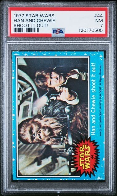 1977 TOPPS STAR WARS HAN AND CHEWIE SHOOT IT OUT #44 PSA 7