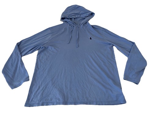 Polo Ralph Lauren Jersey Kapuzen T-Shirt Langarm Herren Gr. Large Hoodie Blau "