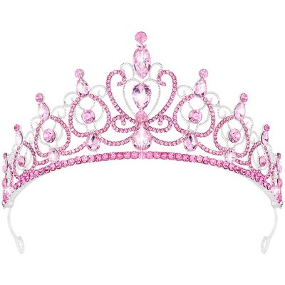 TODDER Pink Tiara for Women Girls Rhinestone Princess Queen Crowns