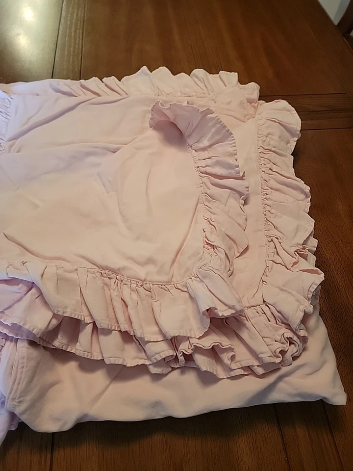 ¡¡Raro!!!Funda nórdica Pottery Barn Kids rosa con volantes de algodón orgánico completa Queen Foto 4 de 4