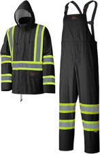 Hi Vis Lightweight Waterproof Safety Rain Suit - Reflective Work Rain Gear for M
