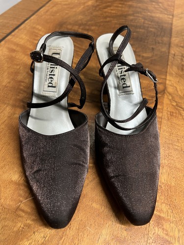 Vtg 90 Kenneth Cole Unlisted 8 Brown Satin Mary Janes Pointed Toe Block Heels, $28.99 - Photo 3