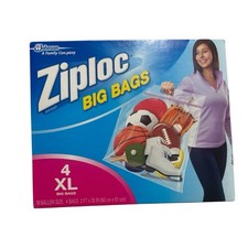 Ziploc BIG BAGS XL 3 COUNT 10 GALLON Double Zipper Heavy Duty Open Box