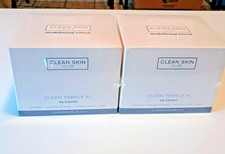  2 BOXES SEALED Clean Skin Club Clean Towel XL Disposable Face 100 CT Total