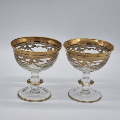 Arte Italica Medici Vetro Gold Kelch Schalen Dessertschalen 24K Handarbeit Italy