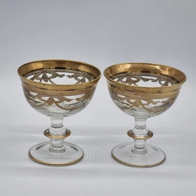 Arte Italica Medici Vetro Gold Kelch Schalen Dessertschalen 24K Handarbeit Italy - Bild 1 von 4