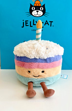 AUTHENTIC Jellycat Amuseables Rainbow Birthday Cake Medium- NWT -Fast Ship