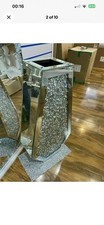  40cm Mirrored Crushed Crystal Diamond Silver Sparkly Floor Flower Vase Pot Cufn