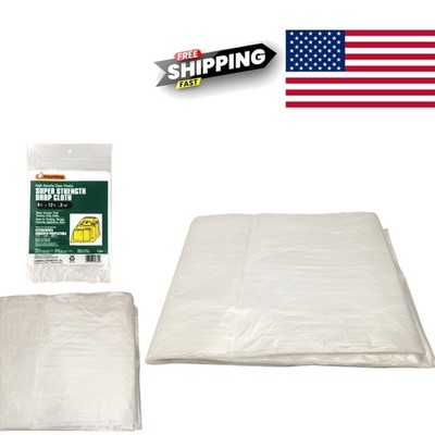 Protective Clear Plastic Drop Cloth 9 Feet by 12 Feet for Furniture and Carpets