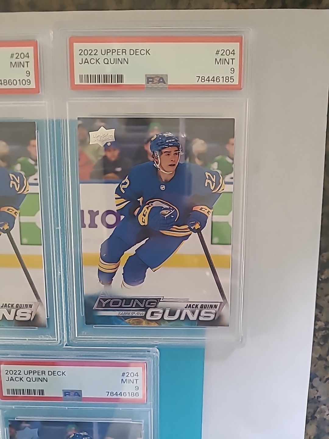 2022-23 Jack Quinn Upper Deck Young Guns Rookie RC #204 PSA 9 MINT view 3