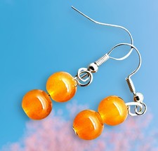 2 pairs Handmade Crystal Bead earring 6mm Bead Orange Earring