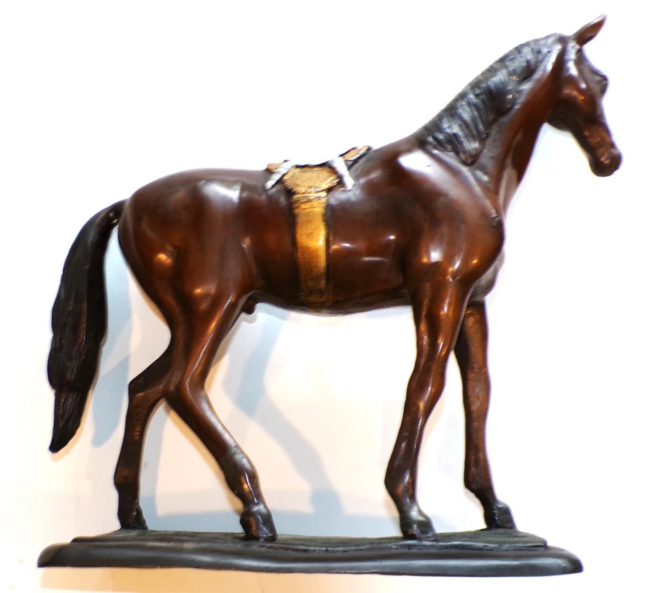 Estatua escultura de caballo de carreras de carreras de raza pura sangre antigua RARA de 13" 11 libras *r Foto 4 de 4