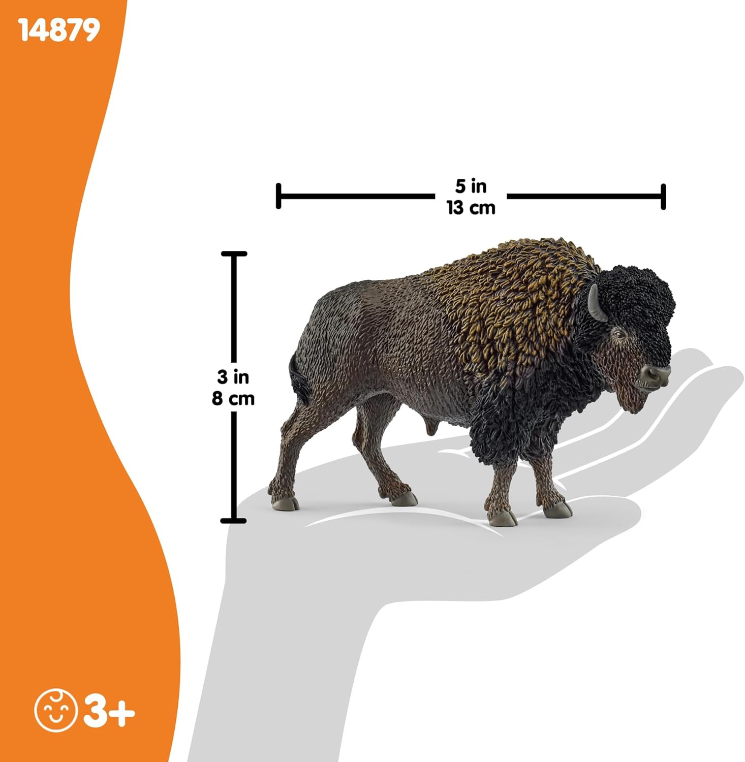 Wild Life - Large, 5" North American Bison Figurine. Realistic, Hand-Painted Har