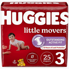 Huggies Little Movers Diapers Size 3, 25 Count 16-28 lb Unisex