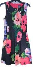 Vince Camuto Floral Fit & Flare Party Dress / Easter Navy Pink Sleeveless Size 6
