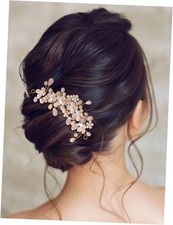 Bridal Flower Hair Vine Gold Pearl Hair Pieces Crystal Wedding Bride Hair