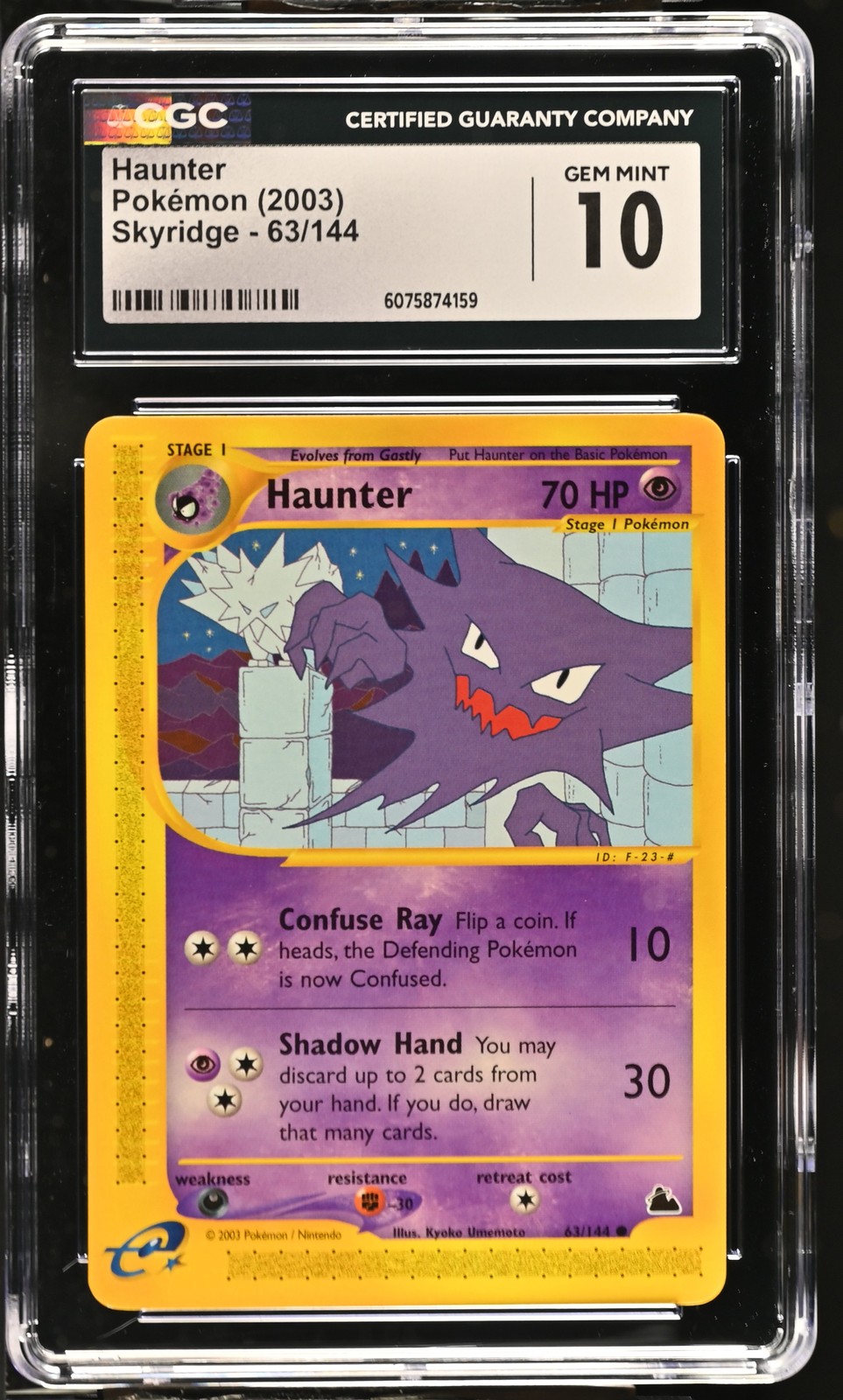 CGC 10 GEM MINT Haunter 2003 Skyridge 63/144 Pokemon Card