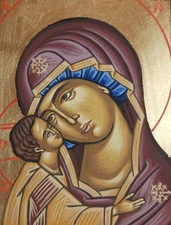 Holy Theotokos - Mother of God Virgin Mary- orthodox byzantine hand painted icon