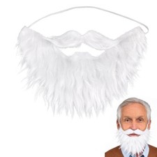 Fake Beard with Adjustable Realistic Facial Hair Fits Costume Matching White