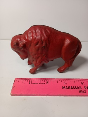 #ad Cast Iron Red Bison Bank for storing your hard earned coinage $40.00