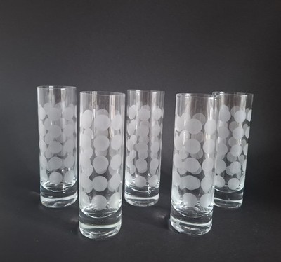 Ingrid Glas Sektflöte 13,8 x 4 cm 5 Stück polka dots Sektglas 60er 70er