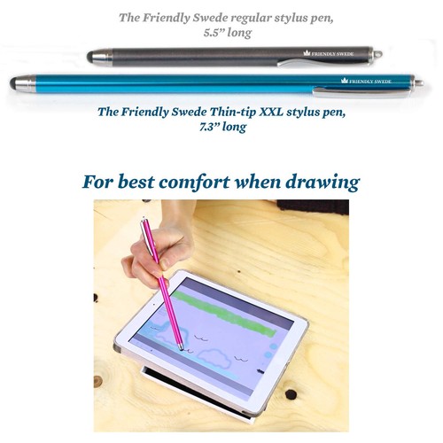 Extra Long Stylus Pen for Touchscreen — Set of 3 Thin-Tip High Precision Capa... - Picture 2 of 9