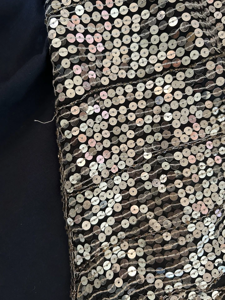 Vintage 70s / 80s Retro Disco Beaded Sequin Butterfly Silk Top FREE SIZE GUC - Image 3 of 4