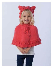 Kitty Kat cape with hood Knitting Pattern keep warm New 