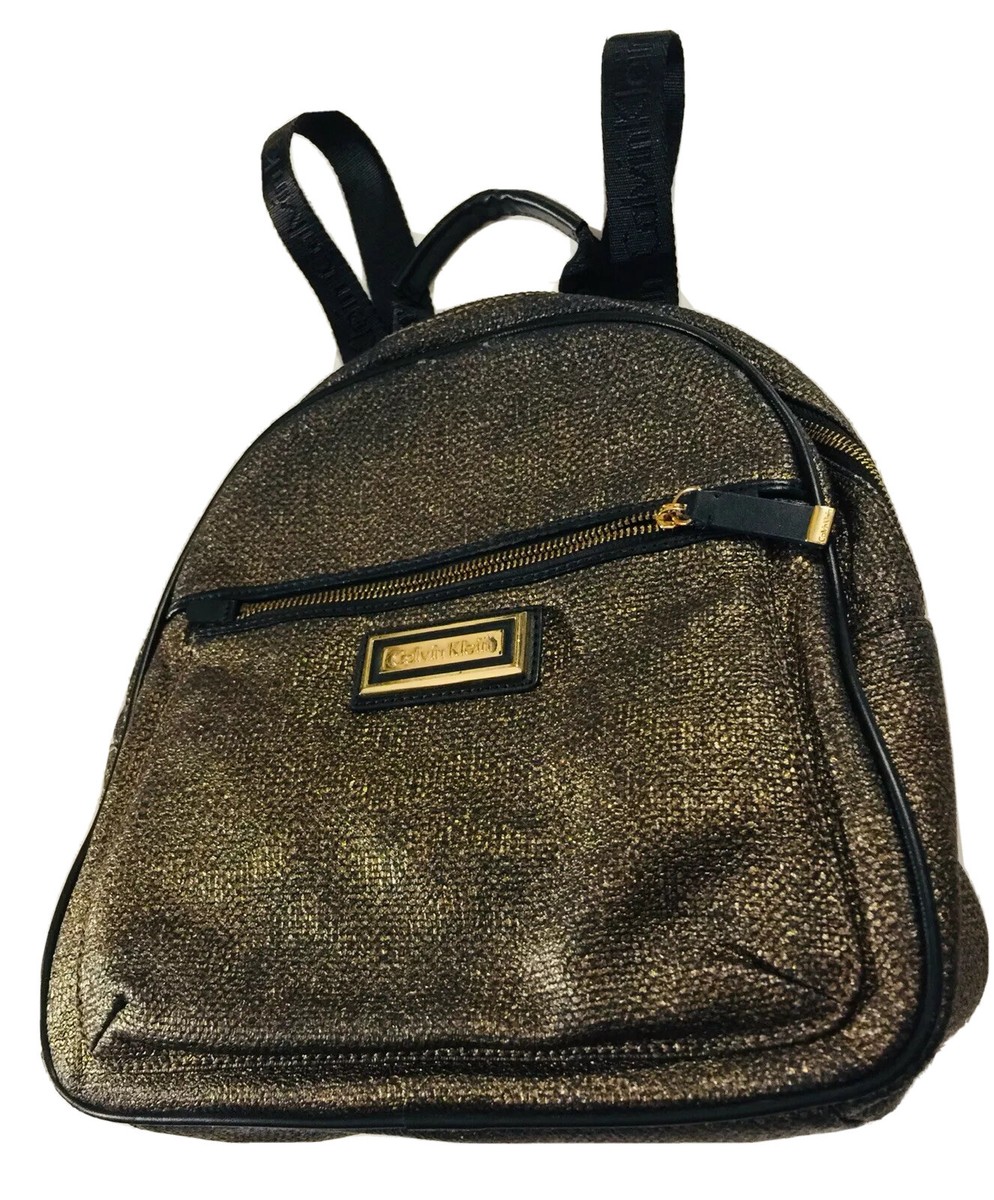 CALVIN KLEIN SIGNATURE BACKPACK GOLDEN METALLIC BLACK | eBay display picture 3