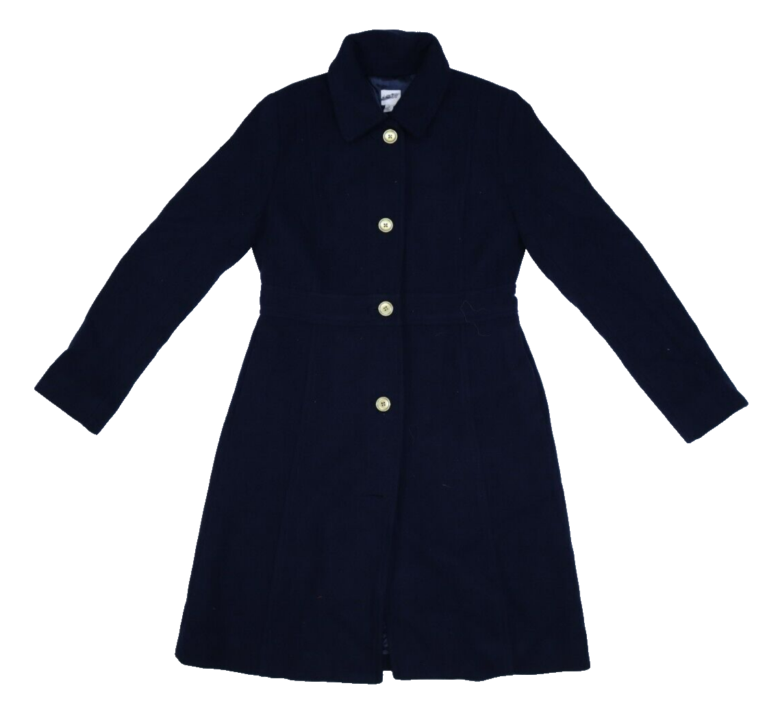 J Crew AT107 Navy Blue Wool Blend Lady Day Coat Long Overcoat