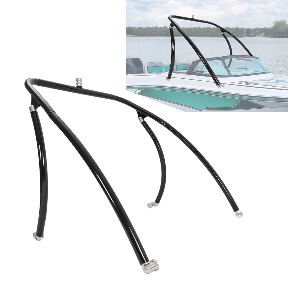 Black Powder Coated Wakeboard Tower 2.25" Tube Aluminum For Boat with Hardware - Image 1 of 4