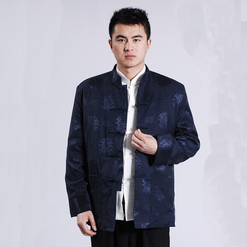 Chinese Traditional Silk Satin Jacket Thicken Cotton Lining