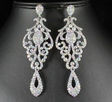 PAGEANT AUSTRIAN CRYSTAL RHINESTONE CHANDELIER DANGLE EARRINGS PROM E2090-ABW