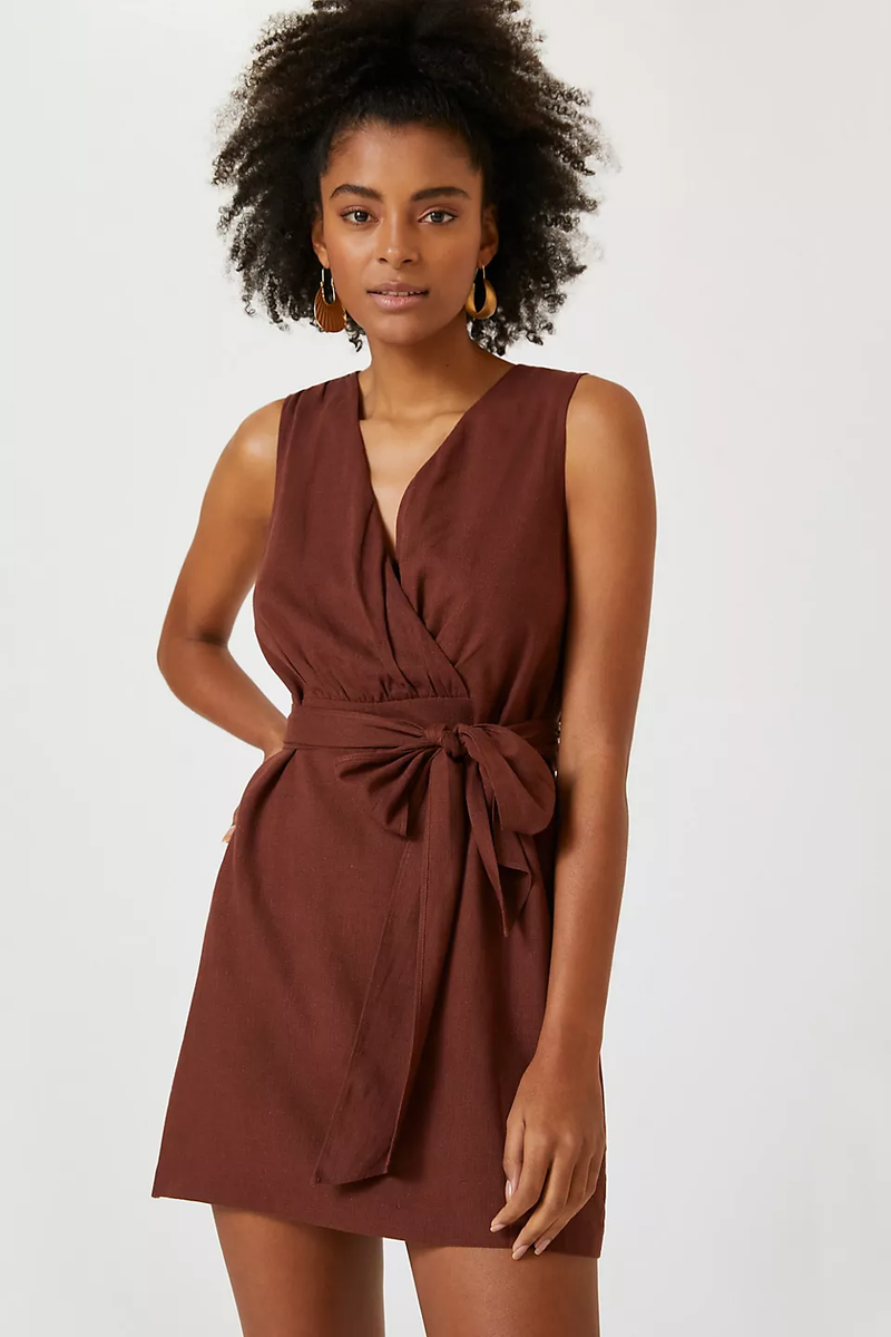 NWT Anthropologie Linen Wrap Mini Dress size Small | eBay
