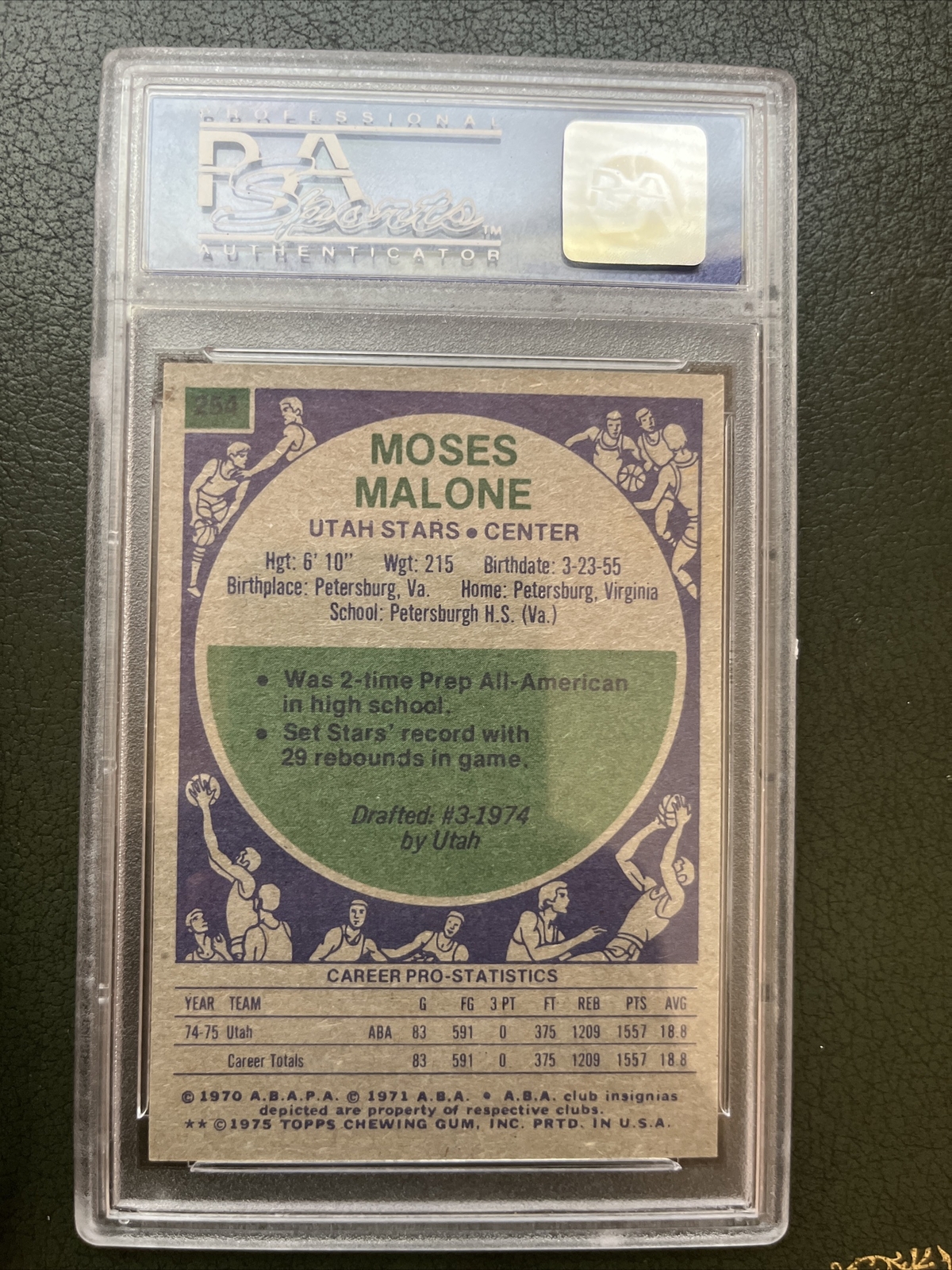 1975 Topps Bkb Card 254 Moses Malone ROOKIE RC HOF PSA 8 NMMT eBay