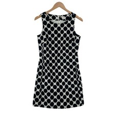 Gap A Line Dress Womens XS White Black Polka Dot Cotton Sleeveless Back Zipper