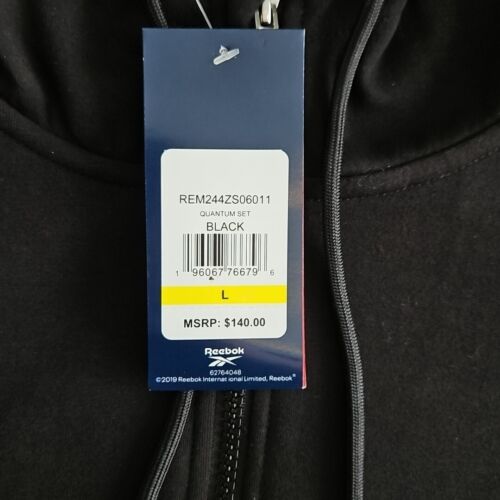 Reebok Full Zip Hoodie Men's Large Black Long Sleeve Activewear Streetwear Y2K - Picture 5 of 12