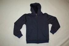 Boys NAVY BLUE SWEAT JACKET Sherpa Lined Hood POCKETS Zip Front Hoodie S 6-7
